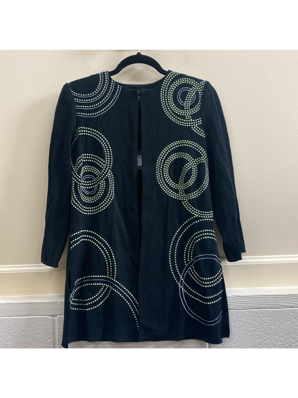 Ming Wang SmallClassic Black Knit green embroidery jacket